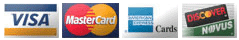 Visa, MasterCard, Amex and Discover